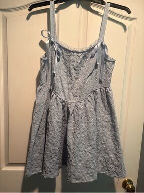 Trixxi Light Blue Lace Sundress with Ribbon Straps